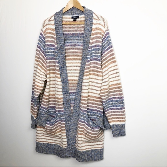 LAND’S End striped oversize duster cardigan - Picture 4 of 12